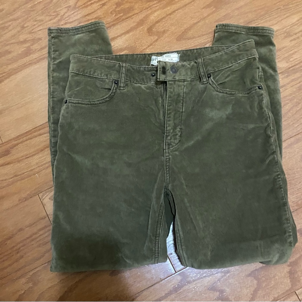 Free People Olive Skinny Corduroy Pants